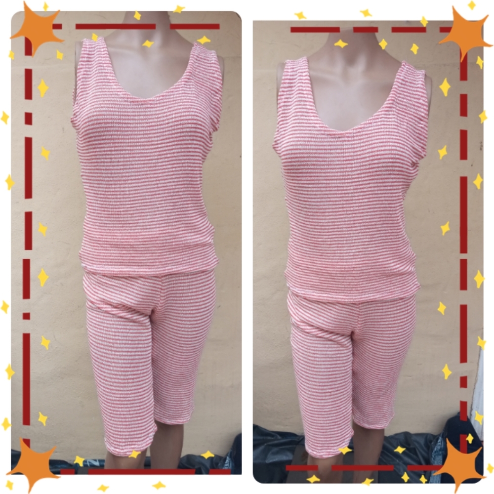 2 pc. Body con pink burg. size medium ultra stretch pants biking shorts set